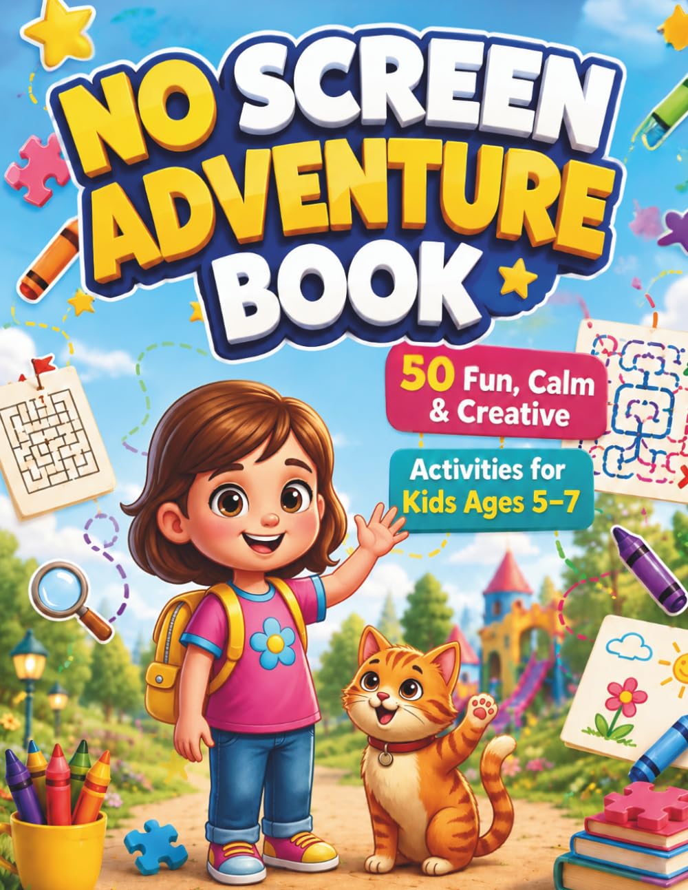 Sara’s No-Screen Adventure Book: The Big No-Screen Activity Book for Kids Ages 5-7