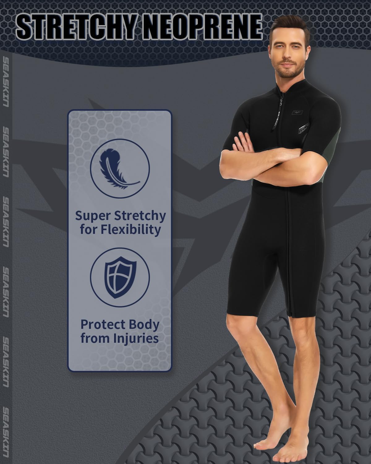 Seaskin Shorty Wetsuits for Mens Womens 2mm Front Zip Diving Suits - Image 4