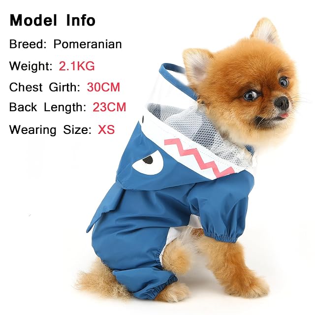Foto 2 de 8 de SMALLLEE_LUCKY_STORE Lindo impermeable de tiburón para perros pequeños con capucha transparente Hoood