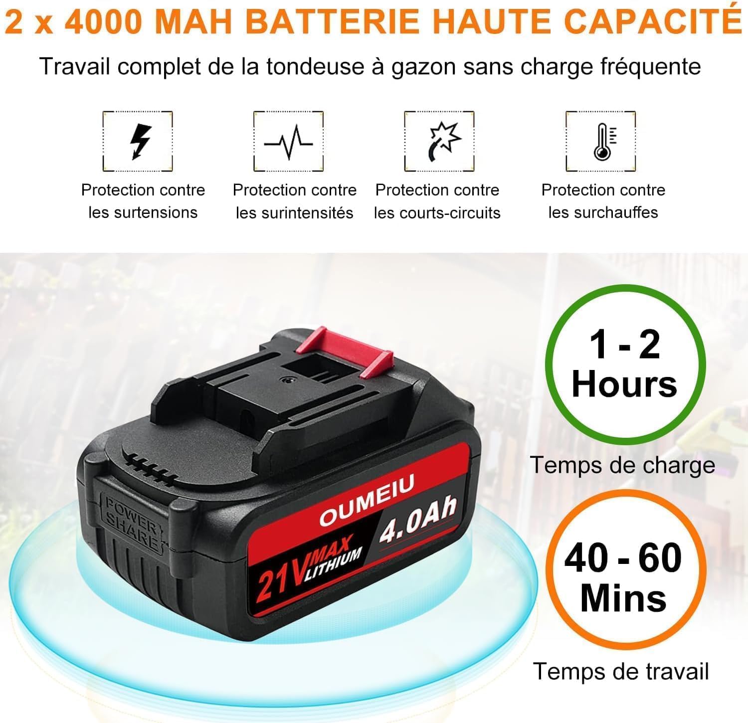 Débroussailleuses Electrique sans Fil, Coupe Bordures sans Fil a 2 21V 4.0Ah Batterie et Chargeur Rapide & 4 Types Lames, Debrouissalleuses a Batterie pour Tondre Les Pelouses du Jardin Pelouse Ferme