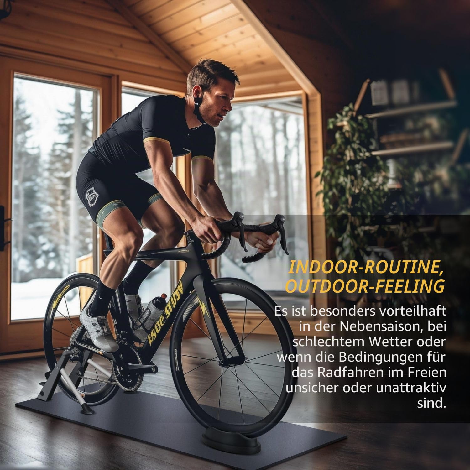 Flexzion Vorderradstütze für Fahrrad Rollentrainer, Zubehör für Indoor Fahrradtrainer Ständer, Stabiler, geformter Kunststoff-Vorderrad Unterstützung, Vorderrad-Riser-Block, schwarz