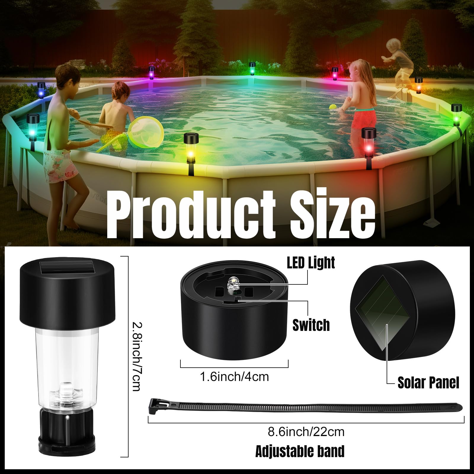 BITIWEND 4 Pack Solar Pool Lights for Framed Above Ground BITIWEND 4 Pack Solar Pool Lights for Framed Above Ground