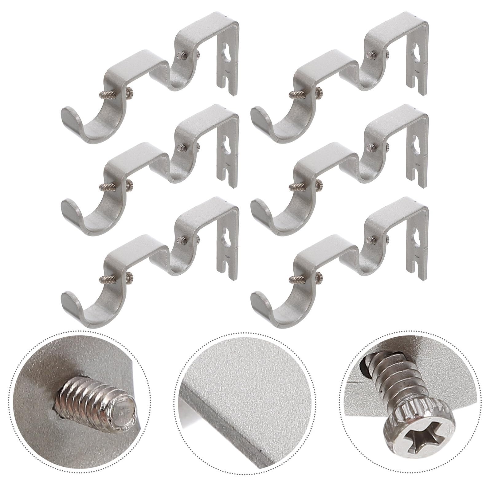 Veemoon Supporti per Bastone Tende in Ferro Argento, 6 Pezzi | Compatibilità, Montaggio Semplice, Staffe per Asta Finitura Argento e Set Completo