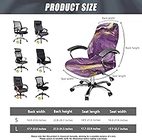 Vista 7 de Funda para silla de oficina de mármol morado, lavable, funda para silla de escritorio, fundas para silla de computadora para silla giratoria, silla