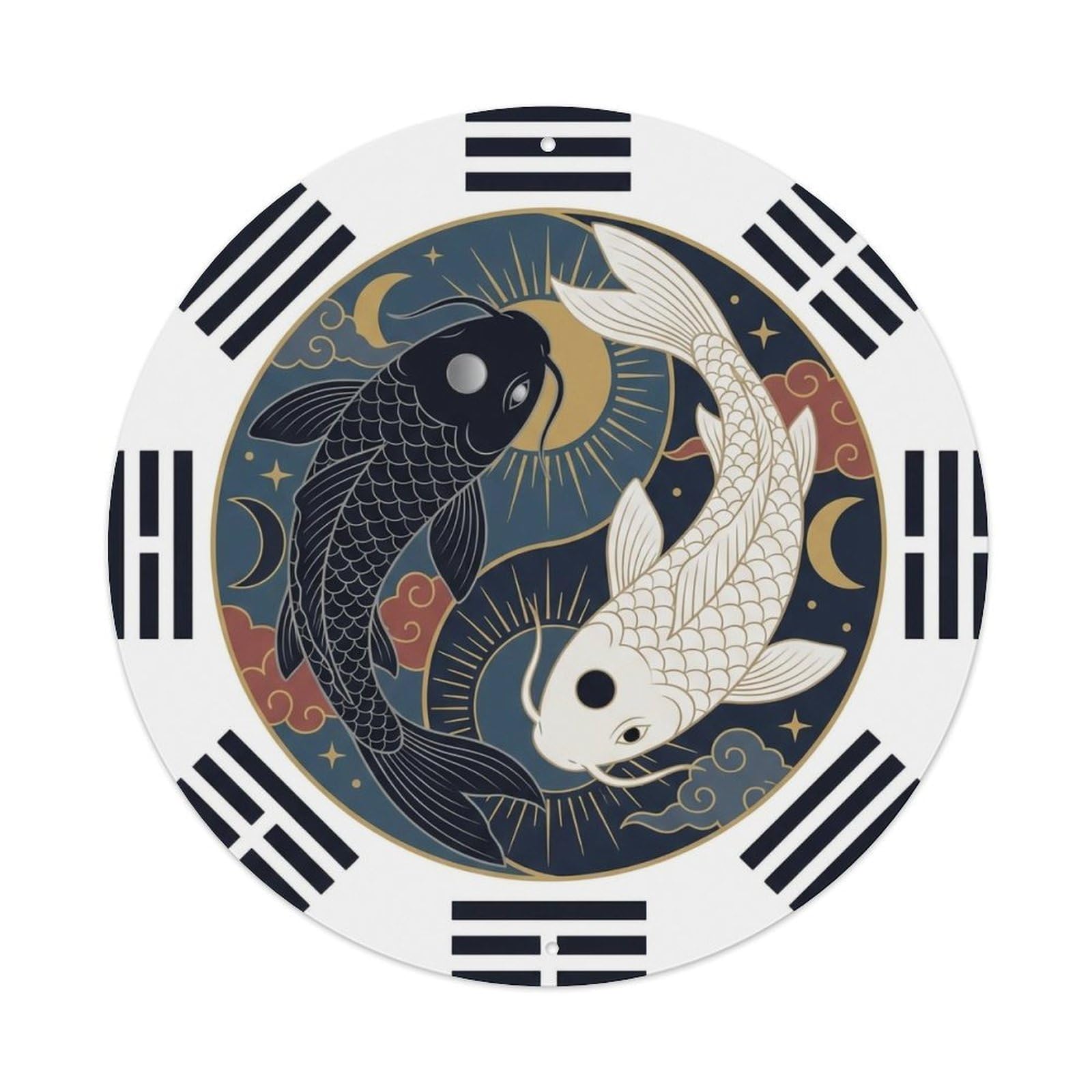 TaiChi Koi Fish Moon Sun Day Night Celestial Duality Metal sign