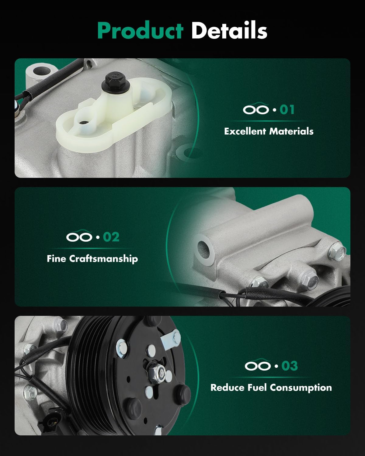 SCITOO AC Compressor Rapid Cooling for Ford Escape 2.3L 2.5L for Mazda Tribute for Mercury Mariner 2.3L 2.5L 2005-2009 97562 98562