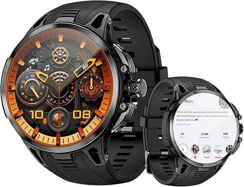 LOKMAT Appllp 4 Pro Smartwatch, pantalla AMOLED de 1.75 pulgadas, negro, compatible con 4G5G, cámara giratoria de 190, resolución HD 466x466, WiFi