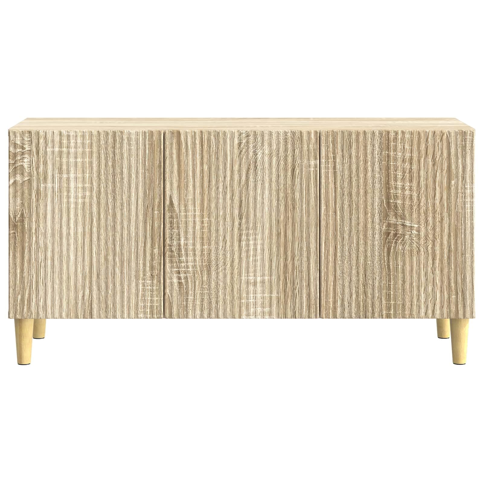 Mobile TV in rovere Sonoma, 99 x 34,5 x 50 cm, con vano portaoggetti e gambe coniche, versatile tavolino basso per soggiorno, console multimediale, rack HiFi, credenza
