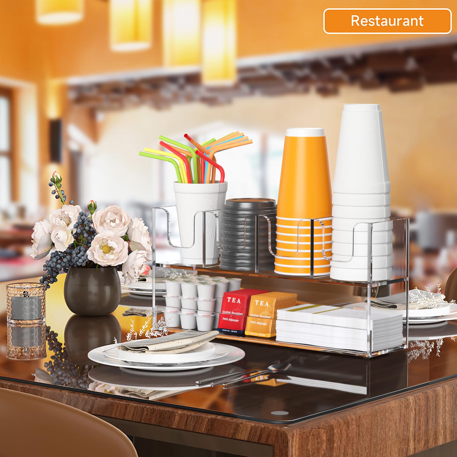 Snapklik.com : 5-Compartment Cup Holder For Countertop - 2-Tier Clear ...