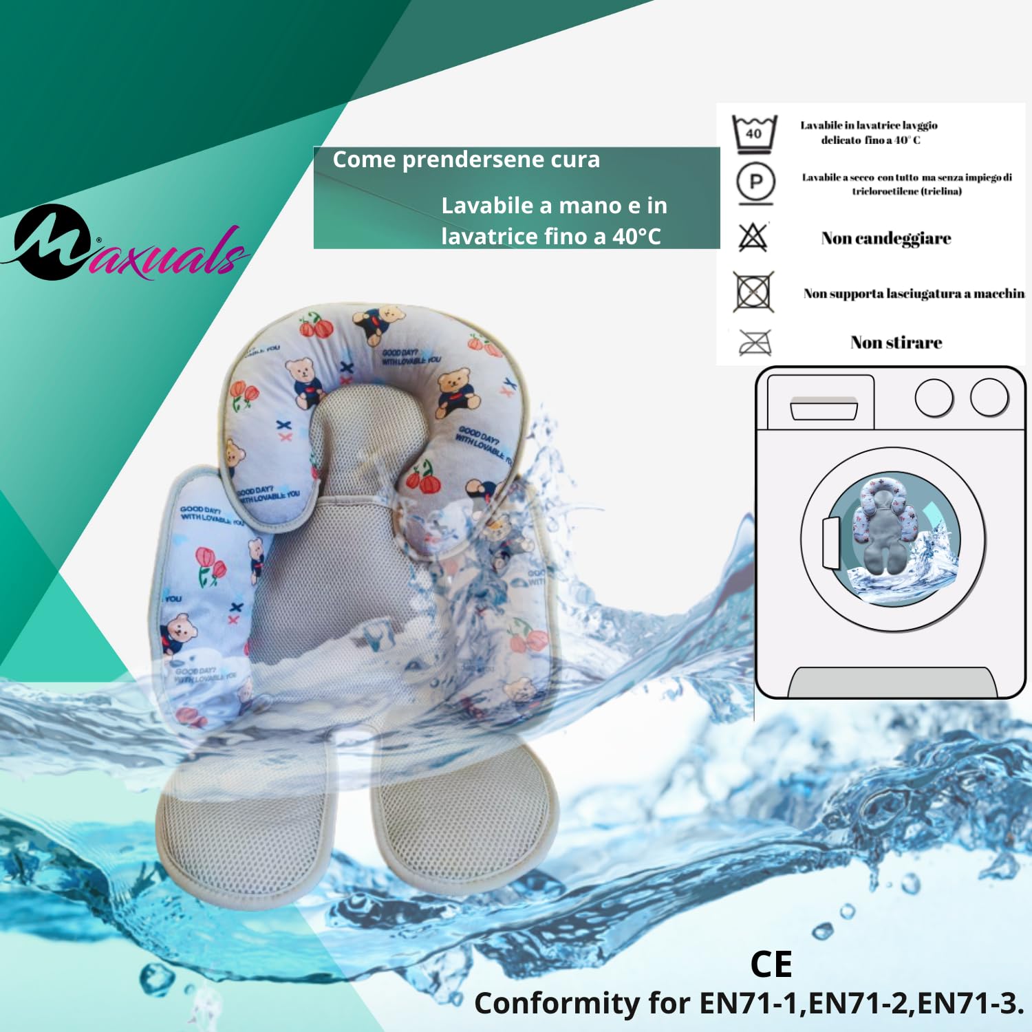 Riduttore Passeggino Universale Ovetto Neonato Cuscino Seggiolino Auto Culla Seggiolone Traspirante Leggero Supporto Protezione Testa Bimbo 0-24 Mesi Estate Inverno Anallergico