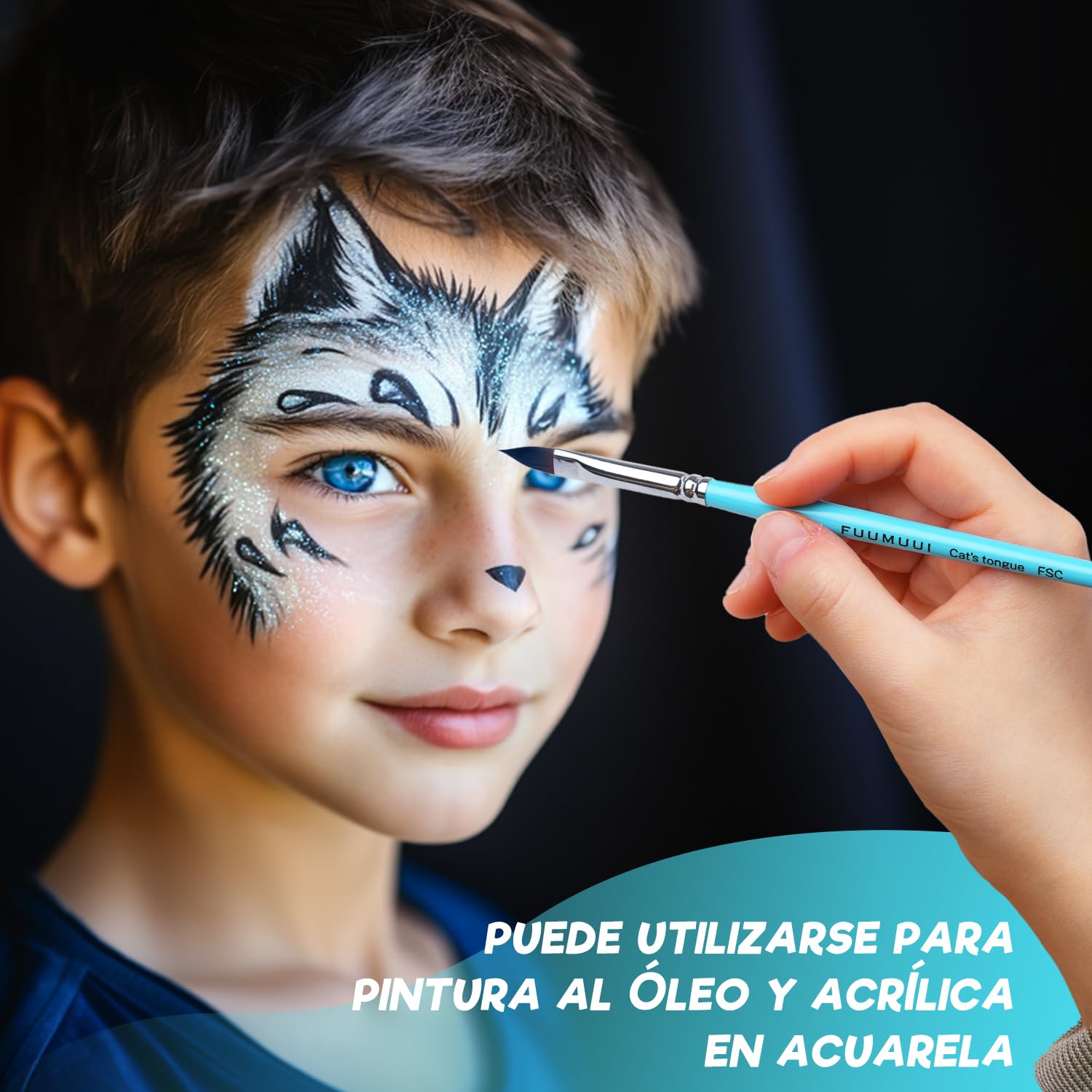 Pinceles Maquillaje para Niños - 7 Piezas Pinceles Profesionales de Pelo Sintético para Pintura Facial, Maquillaje Teatral, Carnaval, Maquillaje Niños Halloween I Pincel Maquillaje Infantil
