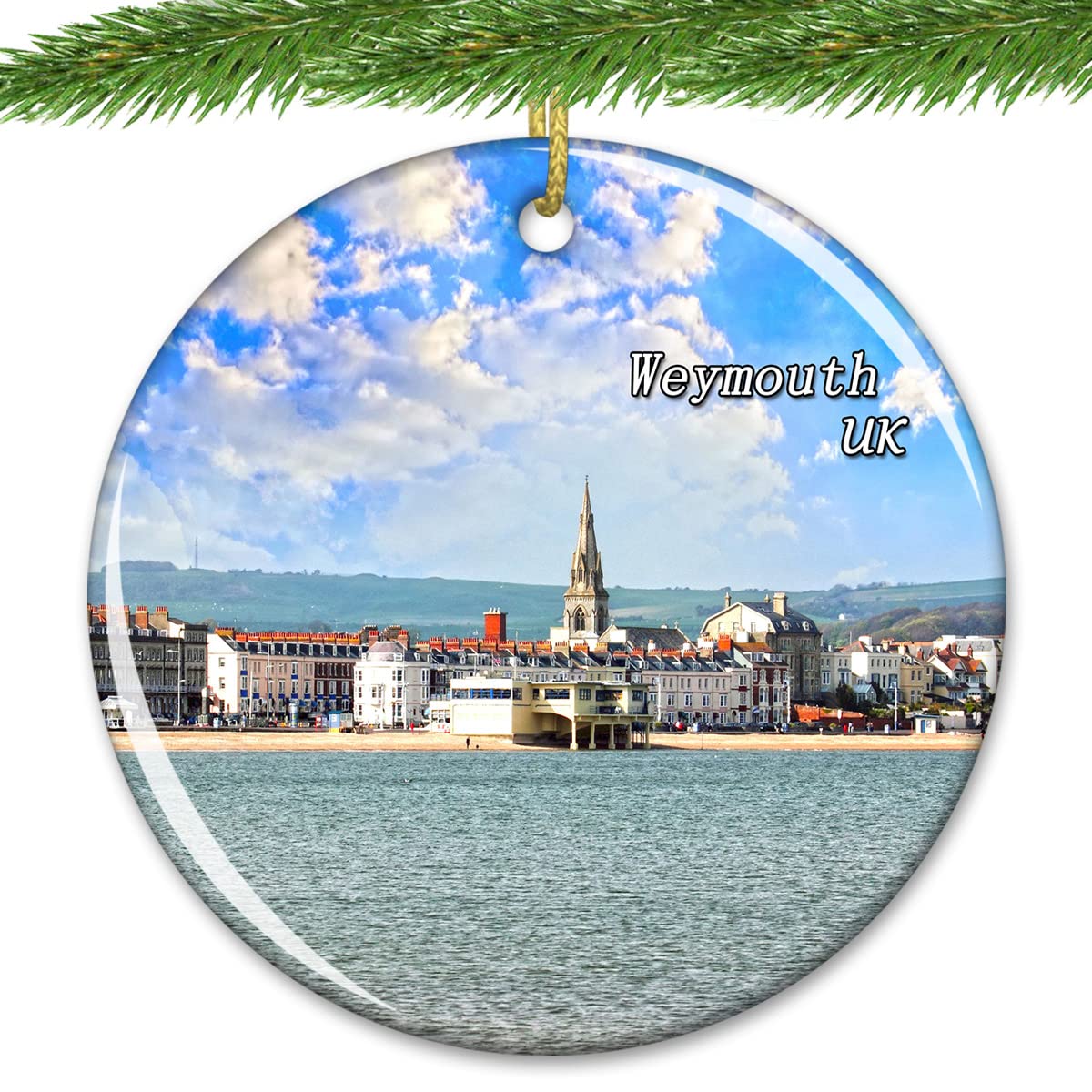 UK Weymouth Christmas Ornament Xmas Tree Ornaments Ceramic Christmas Decorative Hanging Ornaments for Holiday Halloween Christmas Tree Decor