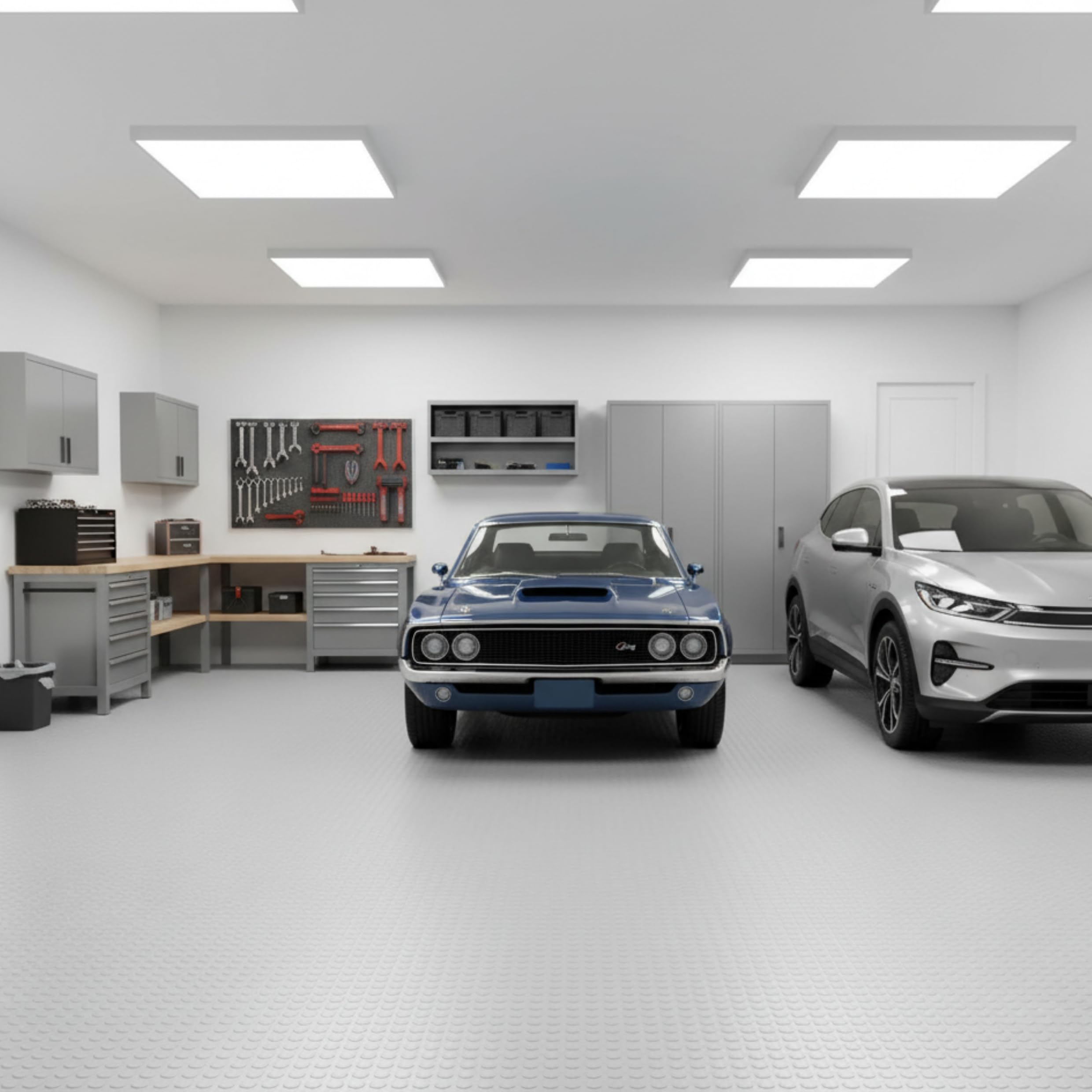 Tappeto Gomma Bullonato Antiscivolo Grigio 100/200 cm Copri Pavimento Gommato Impermeabile Ideale per Garage,Bancone,Palestra,Pavimenti,Pedana Spessore 1 mm (1x15 Metri)