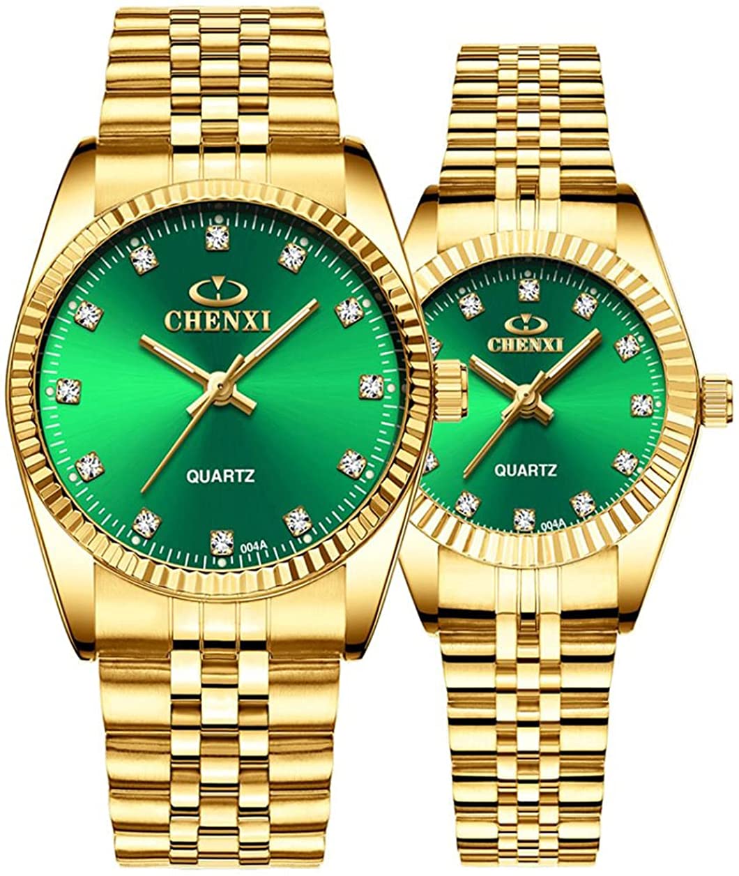 SENRUDCouple Watches Fashion Silver Stainless Steel Pair Watches Men and Women Matching Quartz Wrist Watches Gifts Set of 2