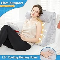 Vista 4 de 3 almohadas de cuña para cama, espuma viscoelástica ajustable de 9 y 12 pulgadas, almohada de cuña elevada para espalda y pierna, reflujo ácido