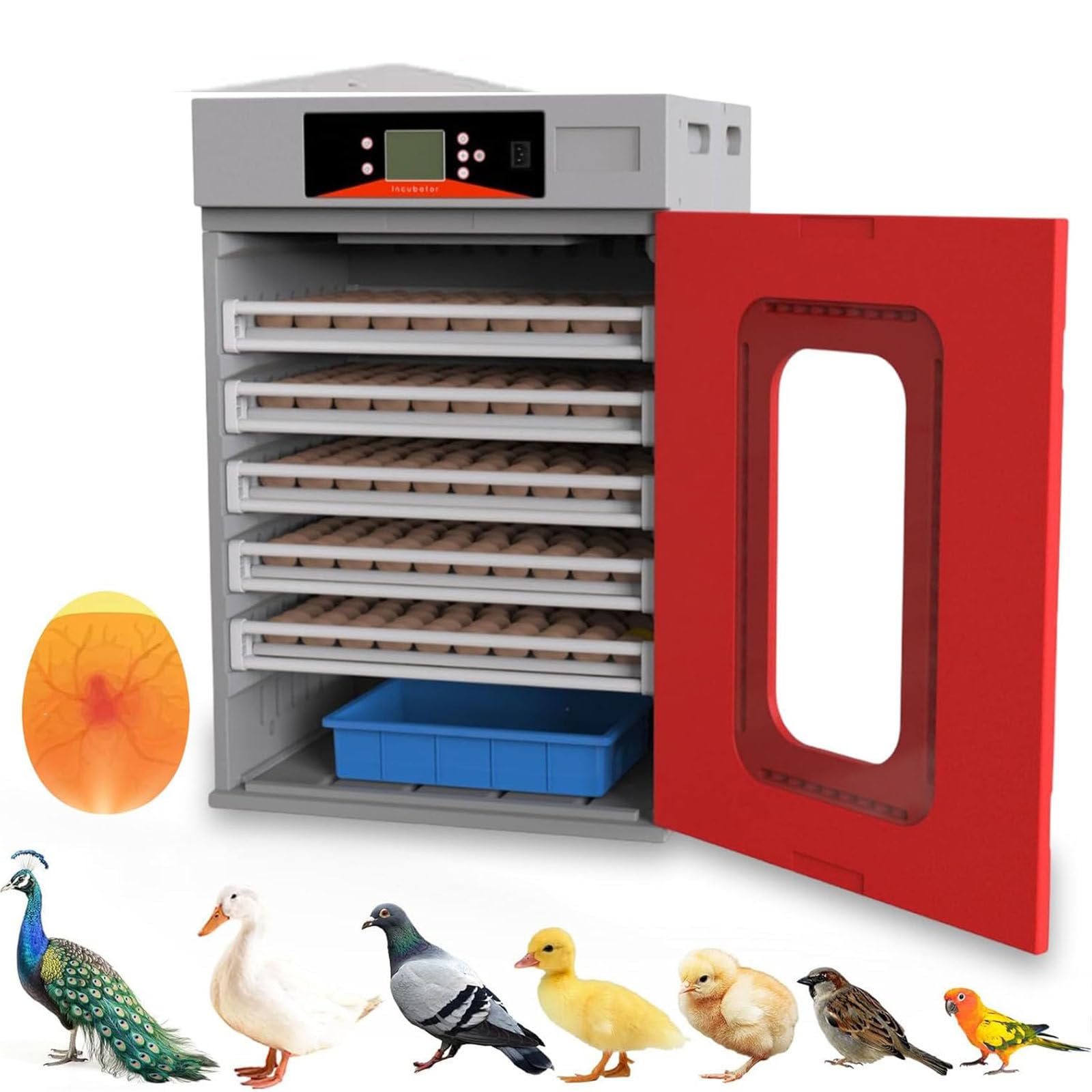 Incubadora de huevos, incubadora digital automática de aves de corral con giro automático de huevos y control de temperatura y humedad, gran capacidad para pollo, pato, huevos de codorniz