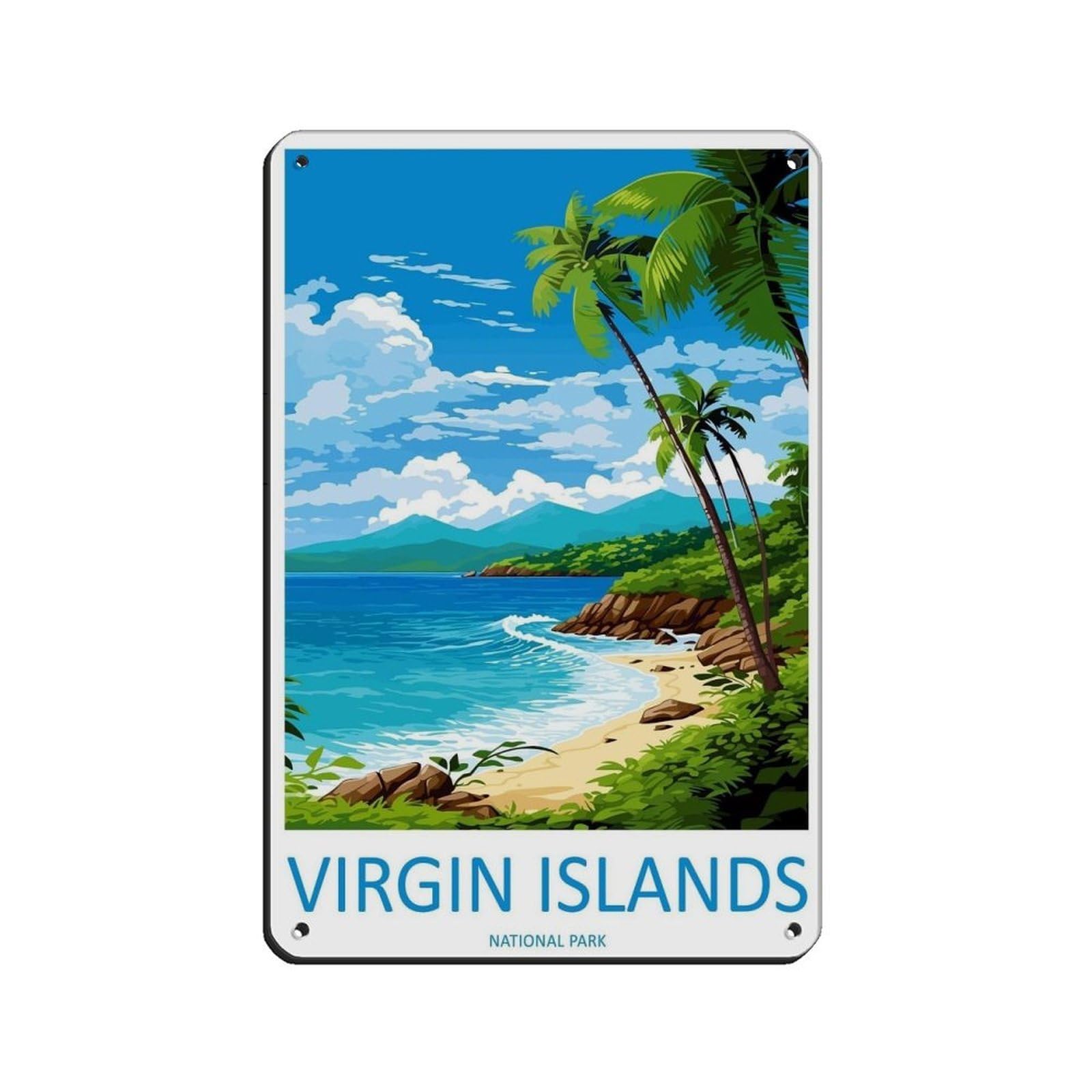 US Virgin Islands Travel Art Caribbean Tin Sign Vintage Metal Pub Club Cafe Bar Home Wall Art Decoration Poster Retro 8x12inch(20x30cm)