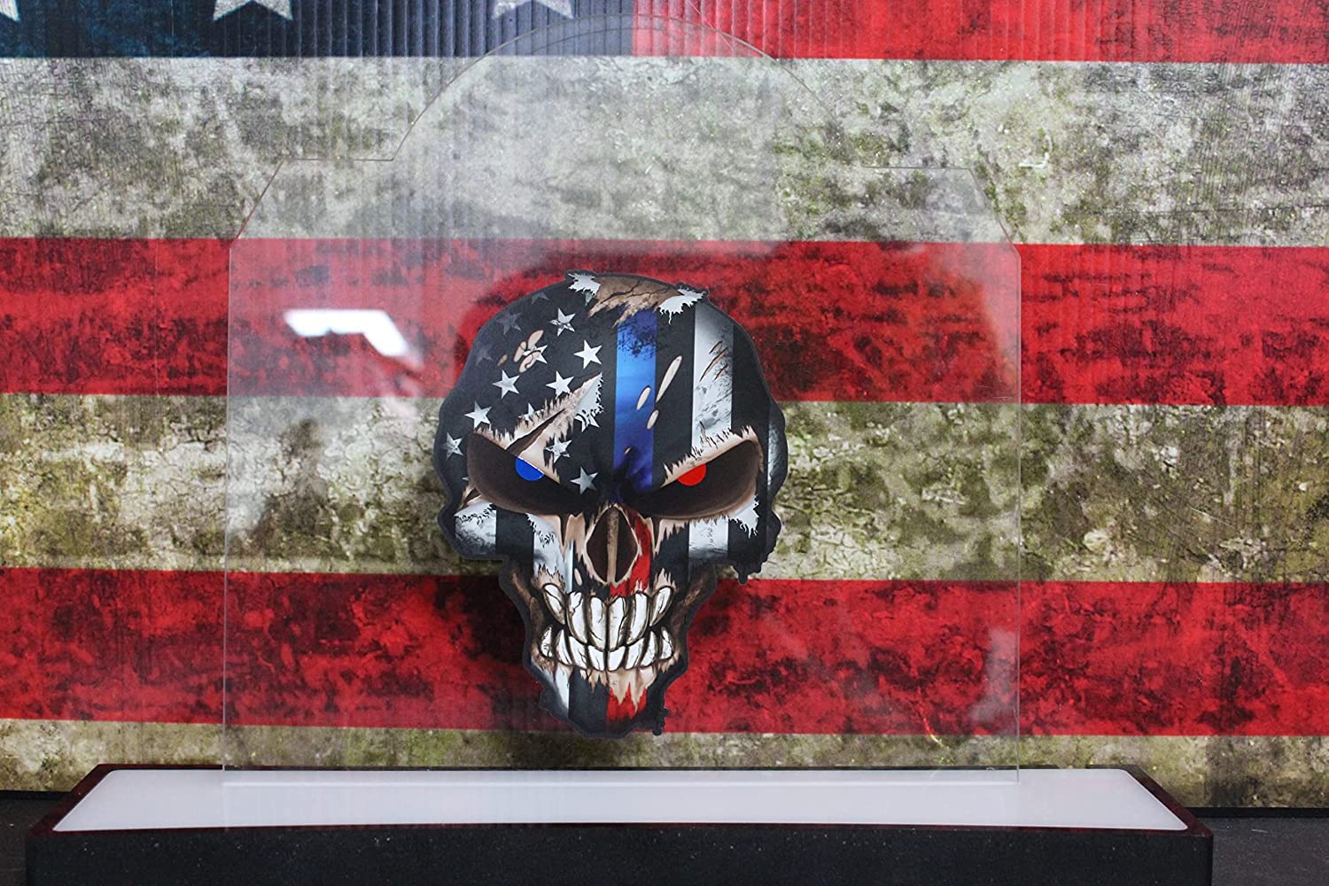 Pegatina Vinilo Bandera Americana Calcomanía De Vinilo De Bandera Americana  Con Calavera En Línea Roja - ¡7 Piezas Para Personalizar Tu Vehículo!  Pegatinas Coche Bombero Camion, image size:1500x1000