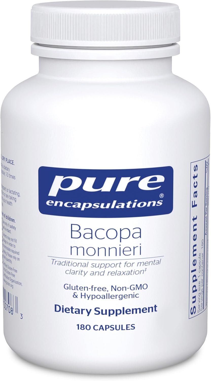 Pure Encapsulations Bacopa Monnieri | Supplement for Brain, Memory, Concentration, and Stress Support* | 180 Capsules