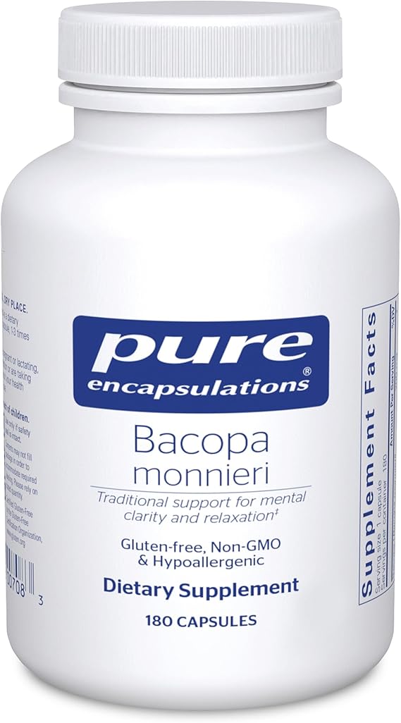 Pure Encapsulations Bacopa Monnieri | Supplement for Brain, Memory, Concentration, and Stress Support* | 180 Capsules
