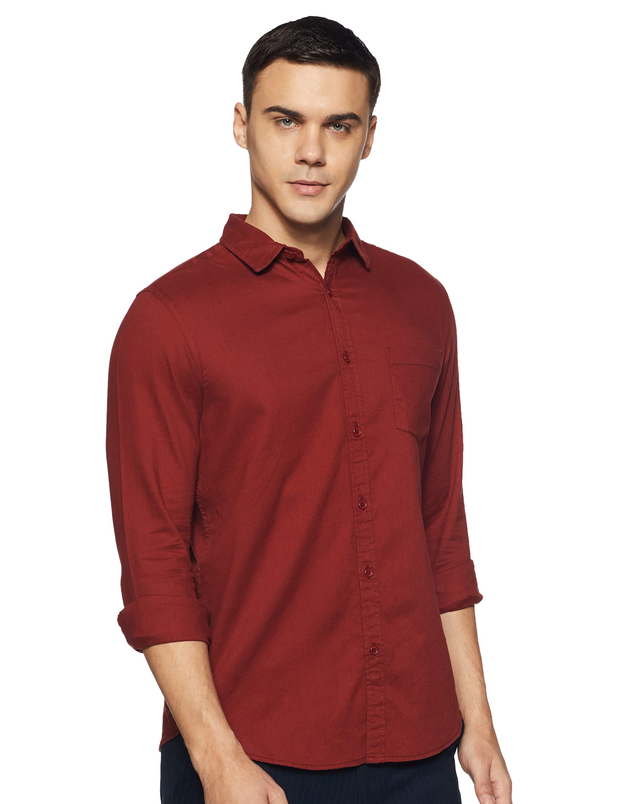 Amazon Brand - Symbol Men's Solid Regular Fit Casual Shirt