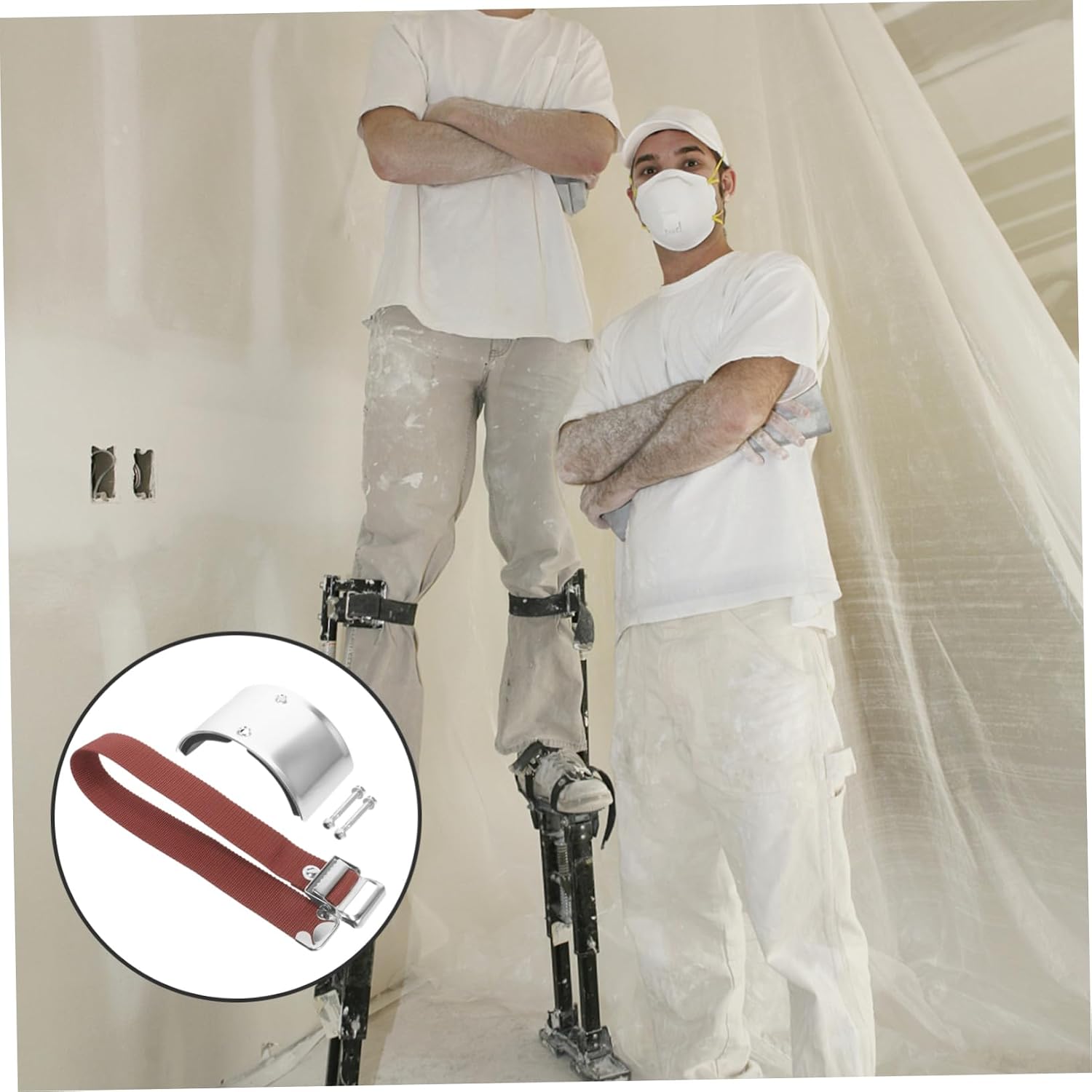 1set Drywall Stilt Replacement Parts Kit Foot Rest and Leg Straps High Wall Painting Stilt Accessories Cuffs