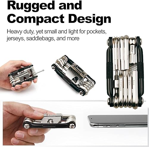 Miniatura 4 de Kit de herramientas multiherramienta para bicicleta 17 en 1 con disyuntor de cadena ergonómico y ligero, kit de reparación de bicicletas MTB,