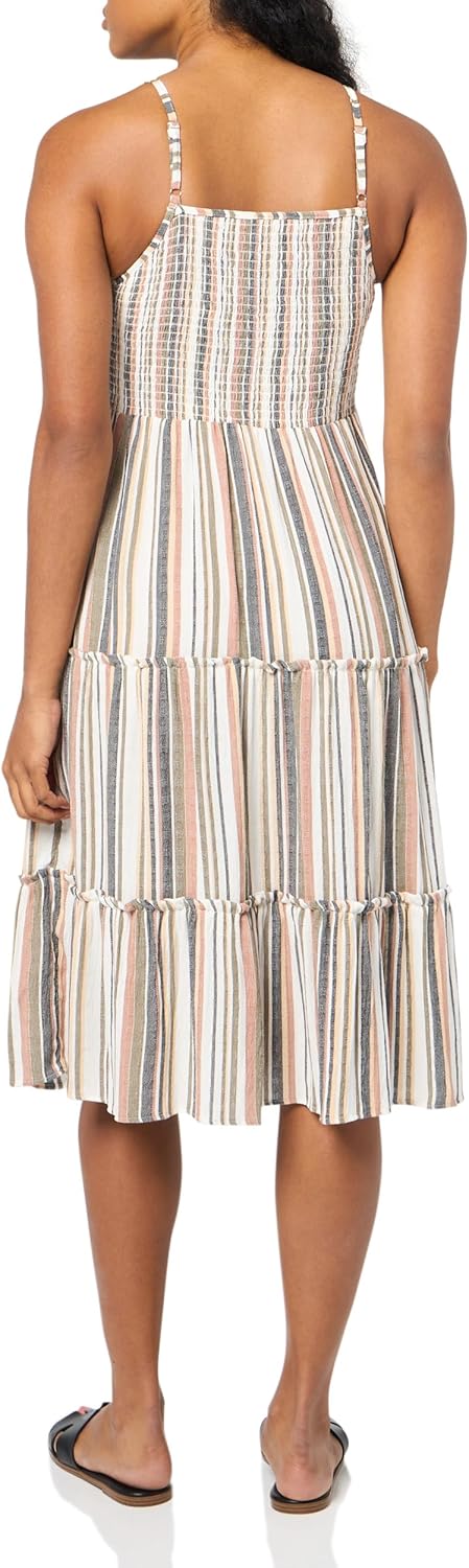 Angie Womens Women's Smocked Tiered Striped Maxi Dress - Image 3