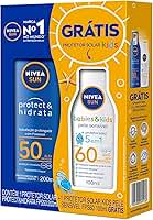 Kit NIVEA SUN Protetor Solar Protect & Hidrata FPS50 200ml + Protetor Solar Kids Sensitive FPS60 125ml, Nivea