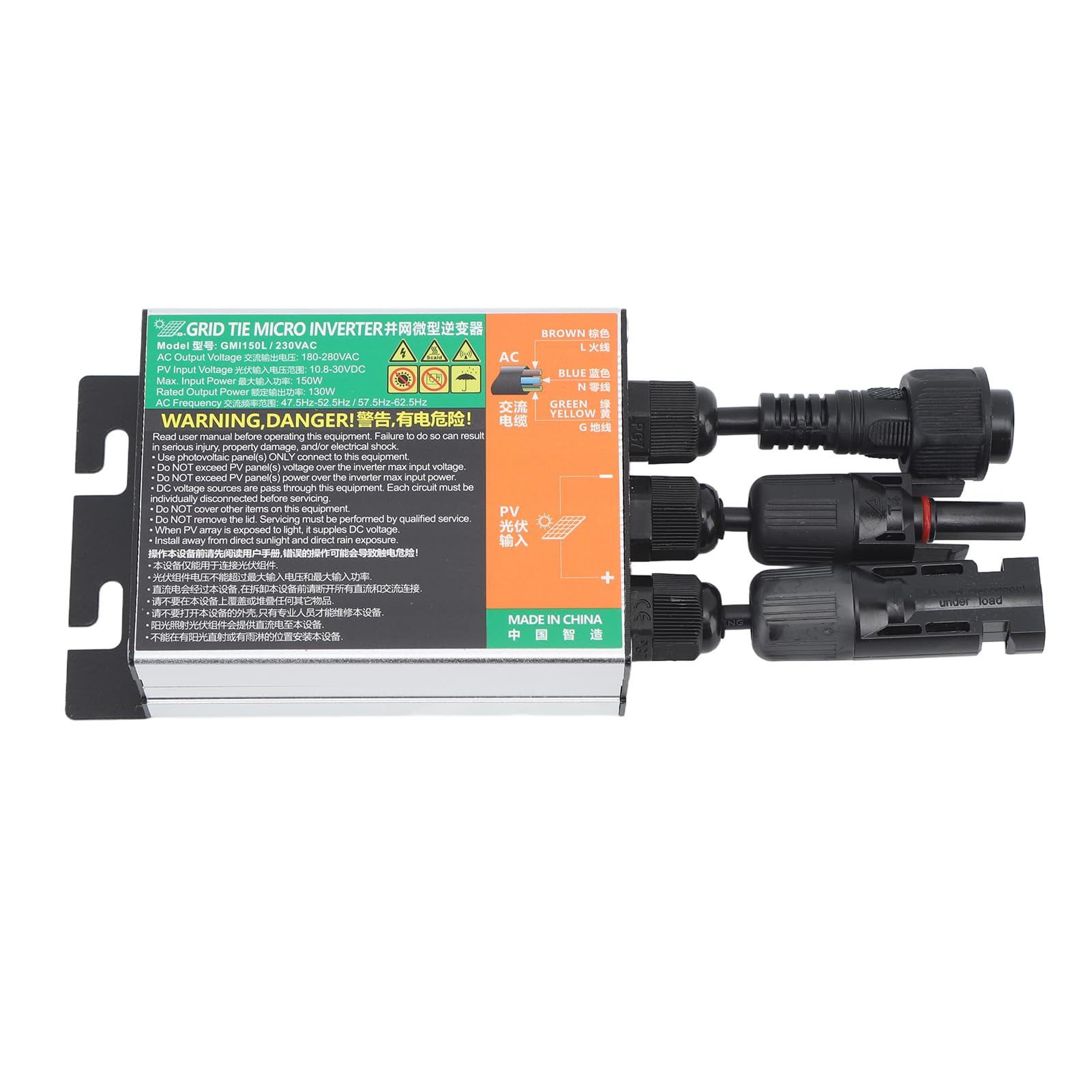 Microinversor de 150W, Onda Sinusoidal Resistente Al Agua de para Generación de Energía Solar de Aleación de Aluminio para el Hogar