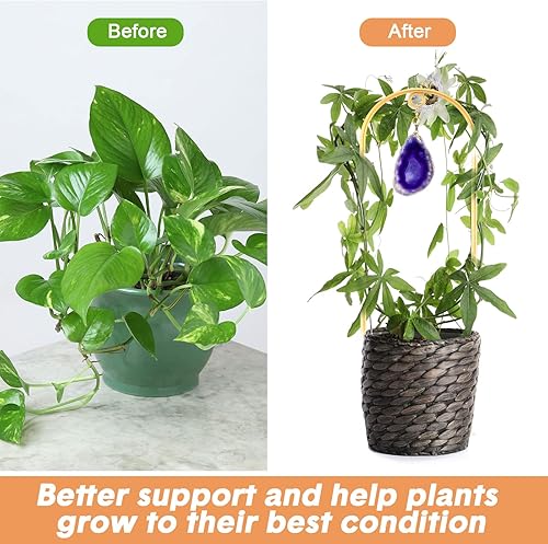 Miniatura 5 de Zopeal Paquete de 4 enrejados pequeños de metal para plantas de interior de 17 pulgadas, mini enrejado dorado para jardín, estaca de soporte para