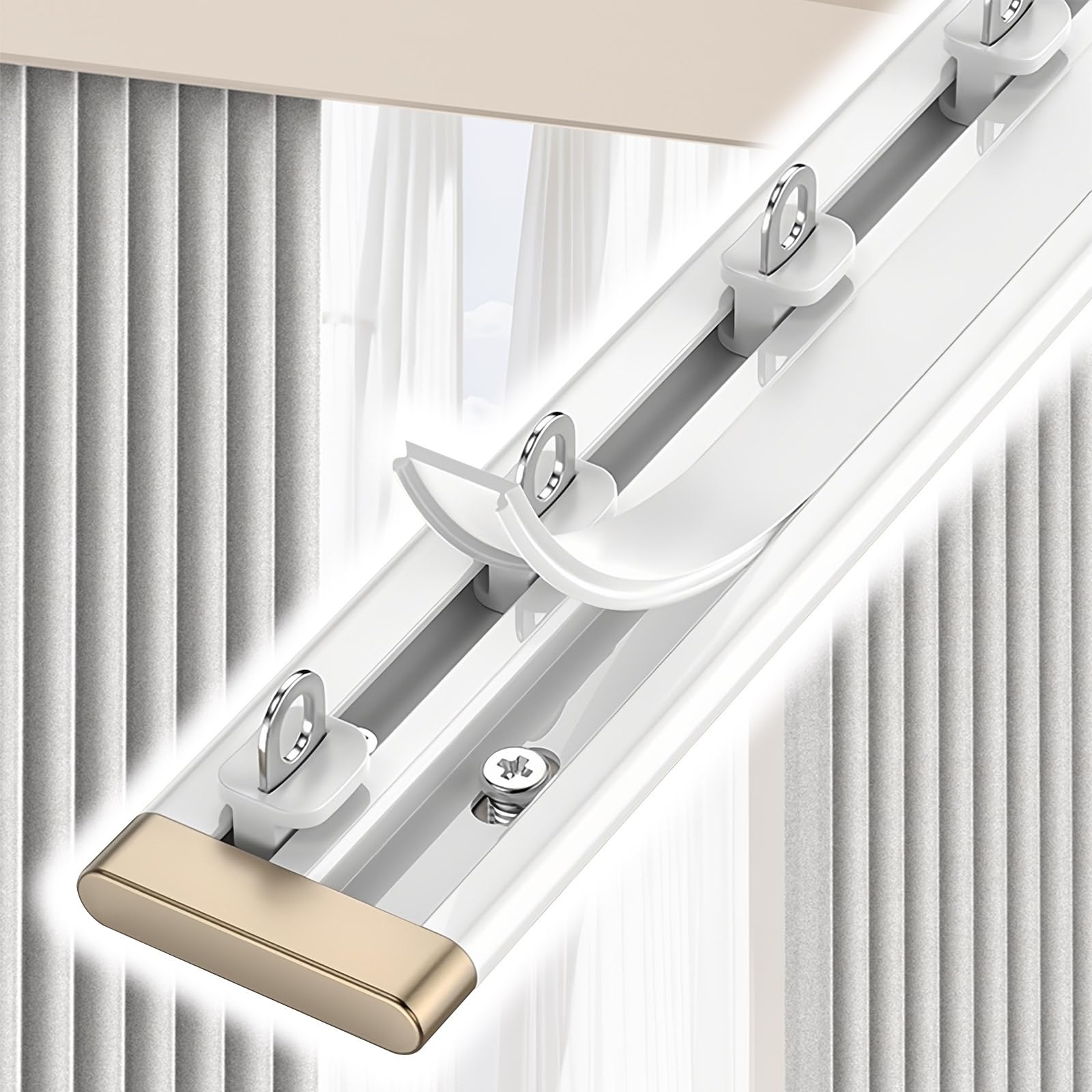 Sistema TrackGlide ain de aluminio ultrafino con accesorios Easy Inllat para habitaciones Livi, hoteles, oficina, dormitorio, divisor de habitación de 3 m x 1,5 m