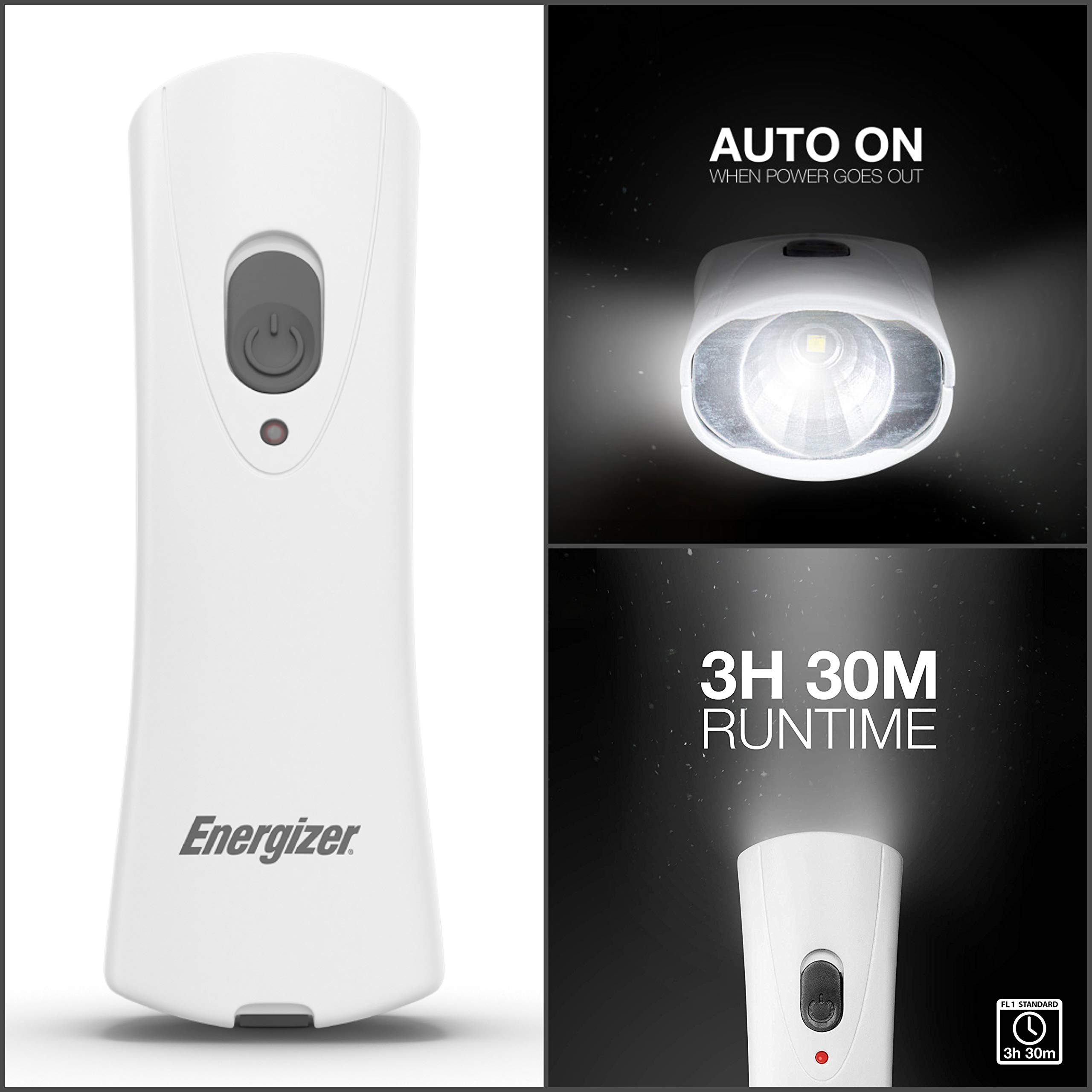 Energizer Compact Rechargeable Emergency LED Flashlight, Plugin Power