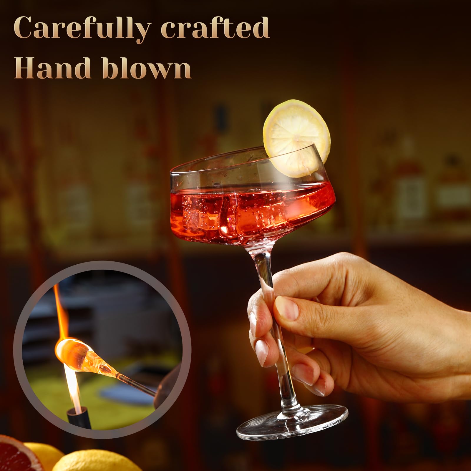 6 Coupé Gläser 284 Ml – Martini-Gläser, Dünnwandig, Bleifrei, Für Cocktails & Sekt, Spülmaschinen-geeignet