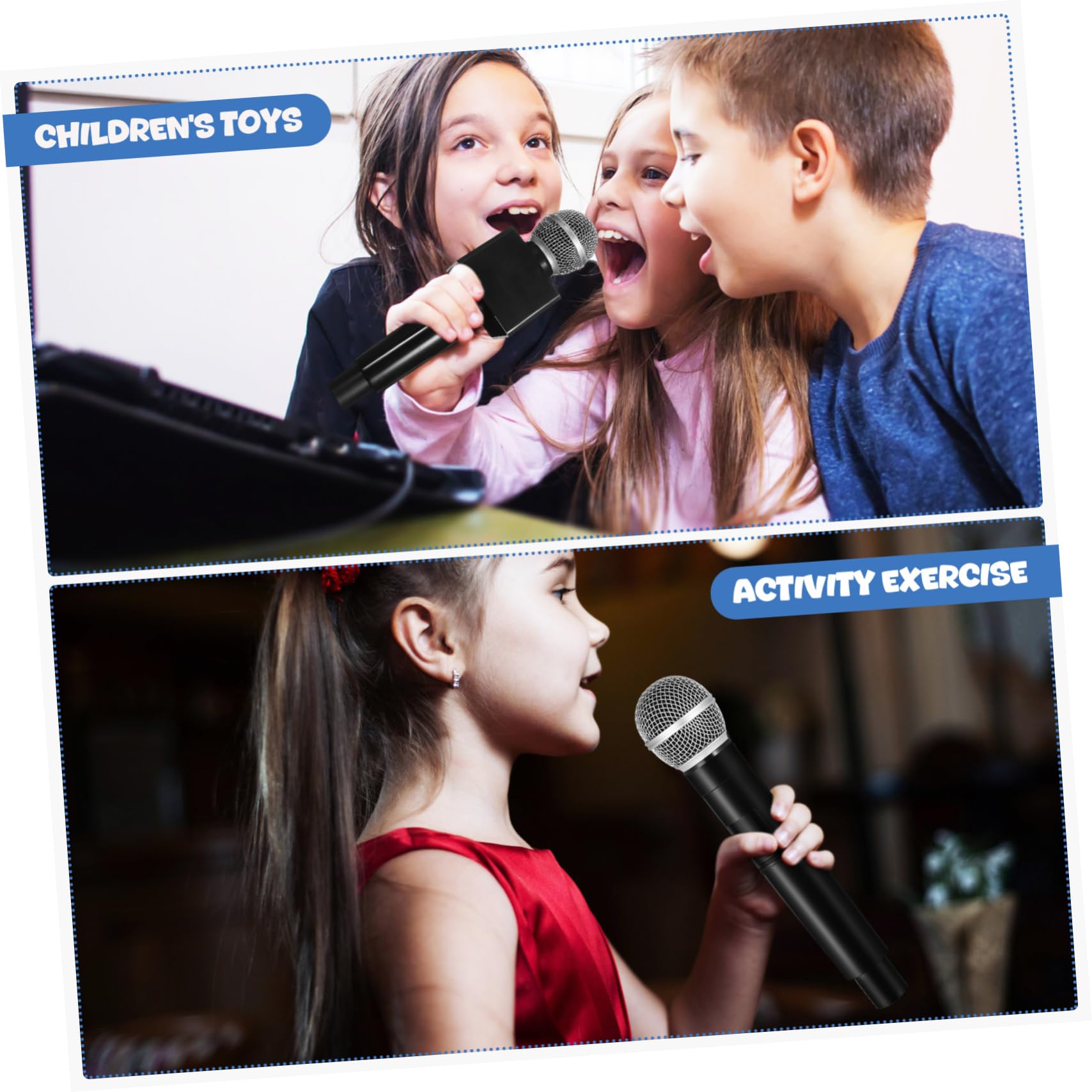 BESPORTBLE 4 Microfono Simulazione Leggero con Base Quadrata Microfono per Feste Spettacoli e Karaoke Palco