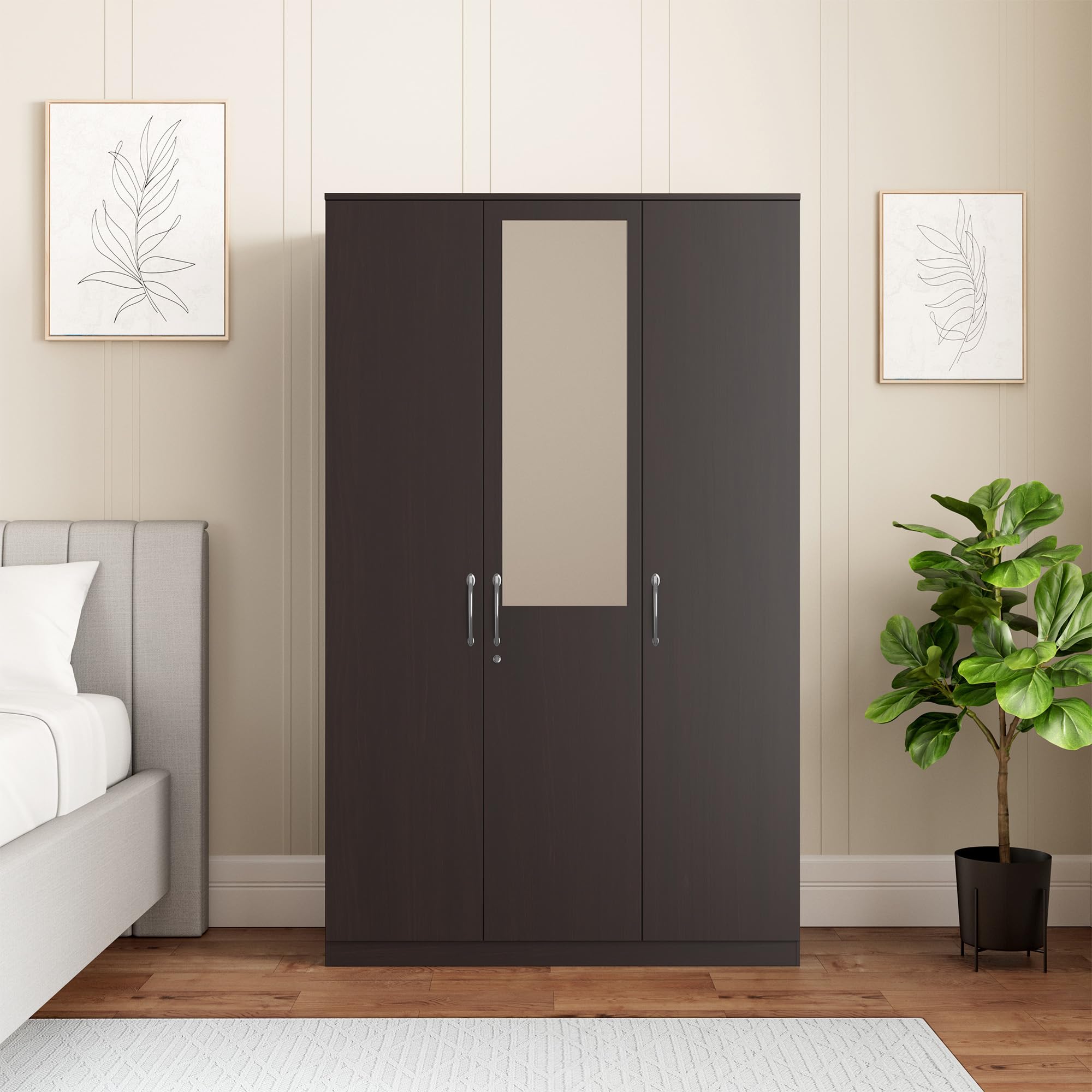 Amazon Brand - Solimo Medusa Engineered Wood 3 Door Wardrobe with Drawer and Mirror (Wenge Finish) (B0869BV8BP) Amazon Price History, Amazon Price Tracker