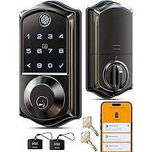 Veise VE017 Fingerprint Smart Door Lock, App Control, 8-in-1 Keyless Entry, Auto Lock, Emergency Power Port, Electronic Touchscreen Keypad, Biometric Smart Locks for Front Door, Matte Black