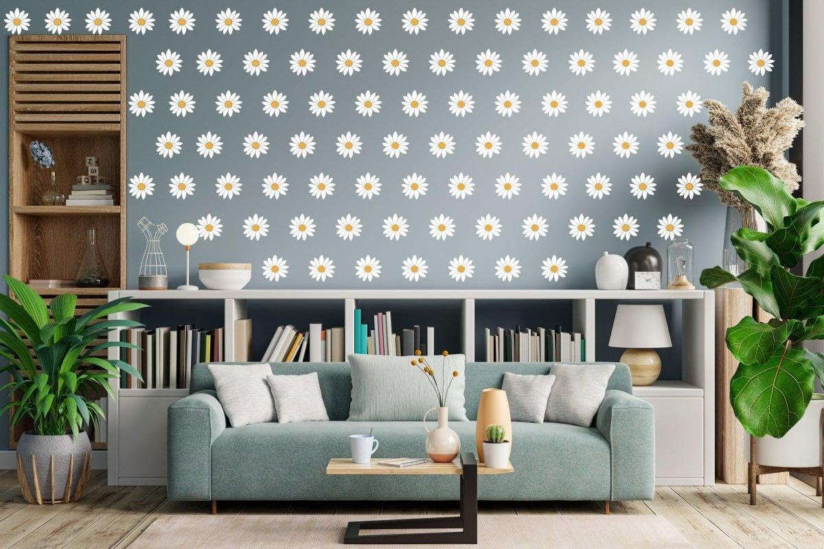 Calcomanías de pared de vinilo bohemio, calcomanías decorativas de pared con flores de flores, mural artístico para despegar y pegar, 16