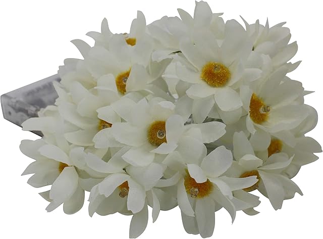 CVHOMEDECO. White Daisy String Lights Artificial Silk Flowers Battery Powered w/Timer Fairy Starry Lights for Home Wedding Birthday Party Décor, 8 ft/20 LEDs