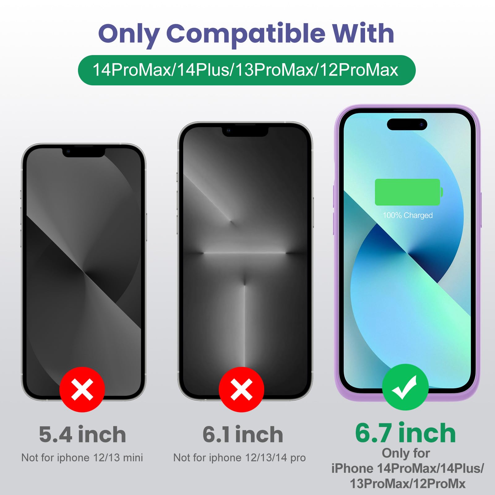 Funda Batería para iPhone 12 Pro Max/13 Pro Max/14 Pro Max/14 Plus (6,7"), 8600mAh Funda Cargador Portatil Carcasa de Carga Protectora Portátil, Carcasa Recargable de Carga Extendida - Morado