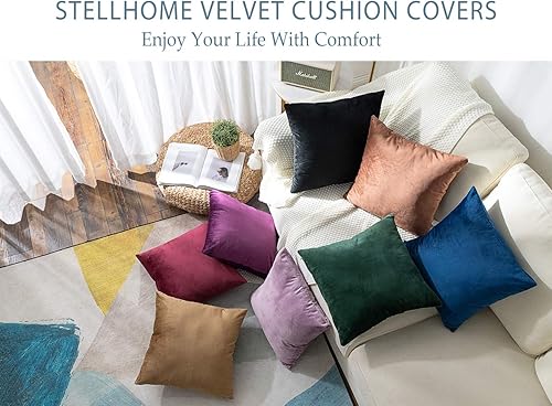 Miniatura 7 de Stellhome Fundas de Almohada de Terciopelo Acogedoras Fundas de Almohada Decorativas Cuadradas para Cama, Sofá, Sillón, Banco, 20 x 20 pulgadas (50