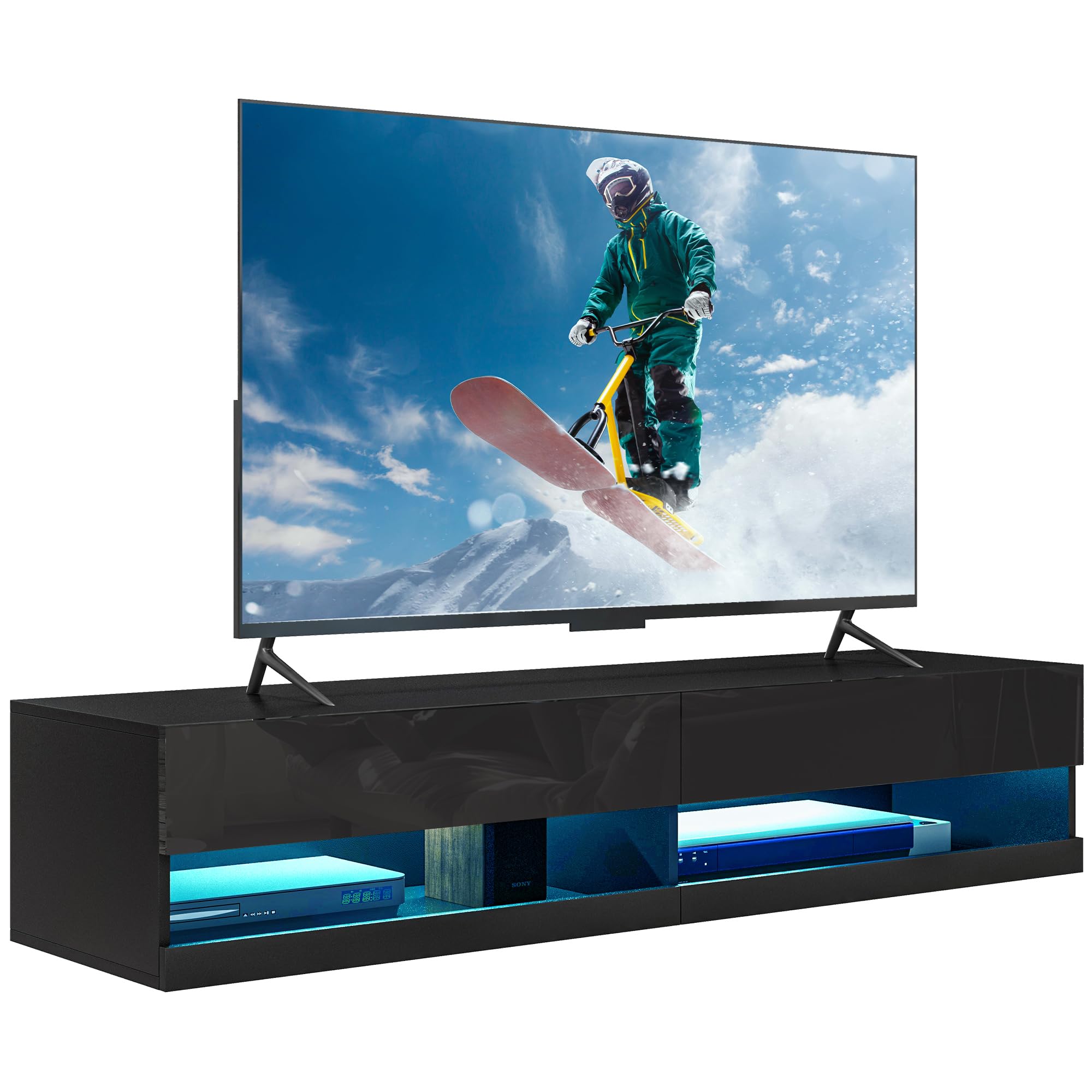 HOMCOM Tv-meubel, Modern Design; 3 Planken En 2 Kasten 105 Cm X 40 Cm X 52 Cm Naturel~1crabj65rfo01