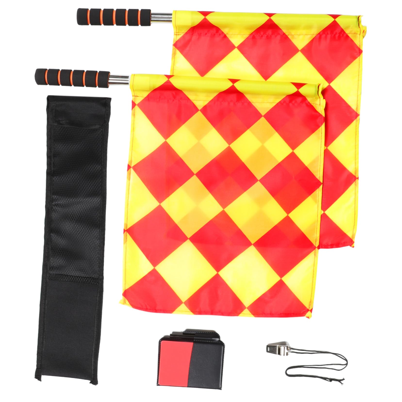 Yardwe 1set Soccer Referee Flags Set with Red Equipment for Refereeing Games Comfortable Non- Handle Lightweight Design for Easy Carrying