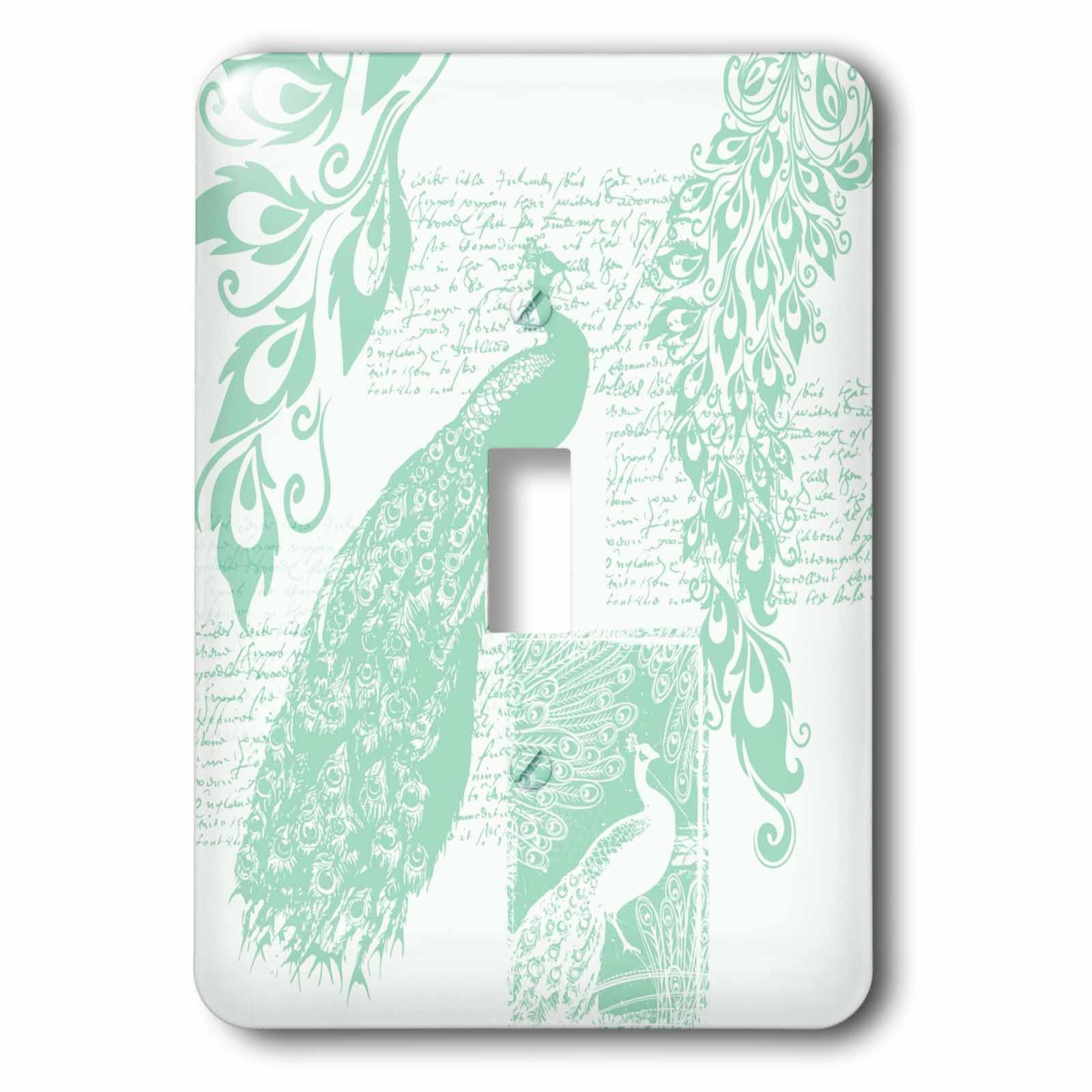 Interrupteur à bascule décoratif simple motif paon vert menthe pour la maison