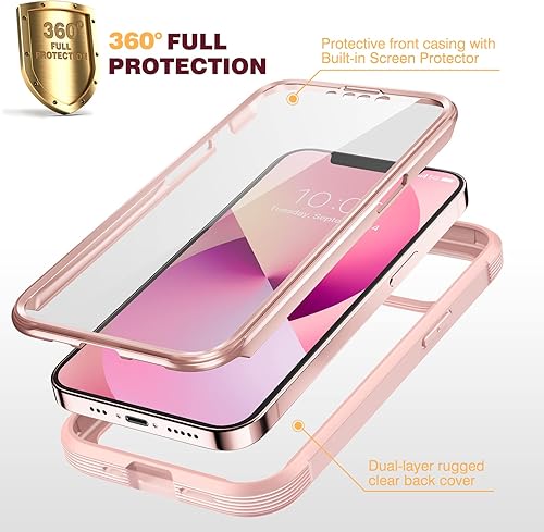 Miniatura 2 de Diaclara Funda diseñada para iPhone 13 funda resistente de cuerpo completo con protector de pantalla integrado sensible al tacto antiarañazos funda