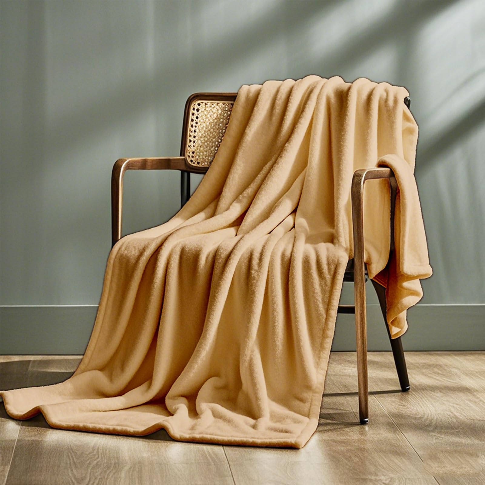 Manta Franela 60 x 90 cm Suave y Cálida Acogedora y Aómoda Mantas para Cama Invierno Gordas Personalización de Soporte para Sofá, Cama, Viaje, Sala de Estar, Caqui