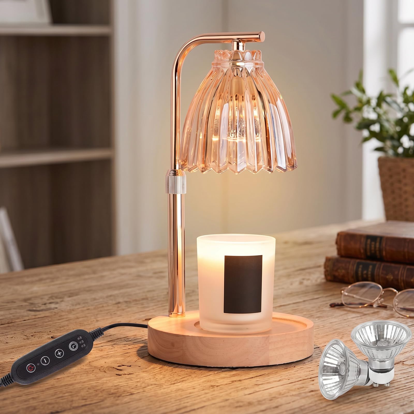 GKXLH Timer & Dimmable - Lampada scalda candela con 2 lampadine (strisce
