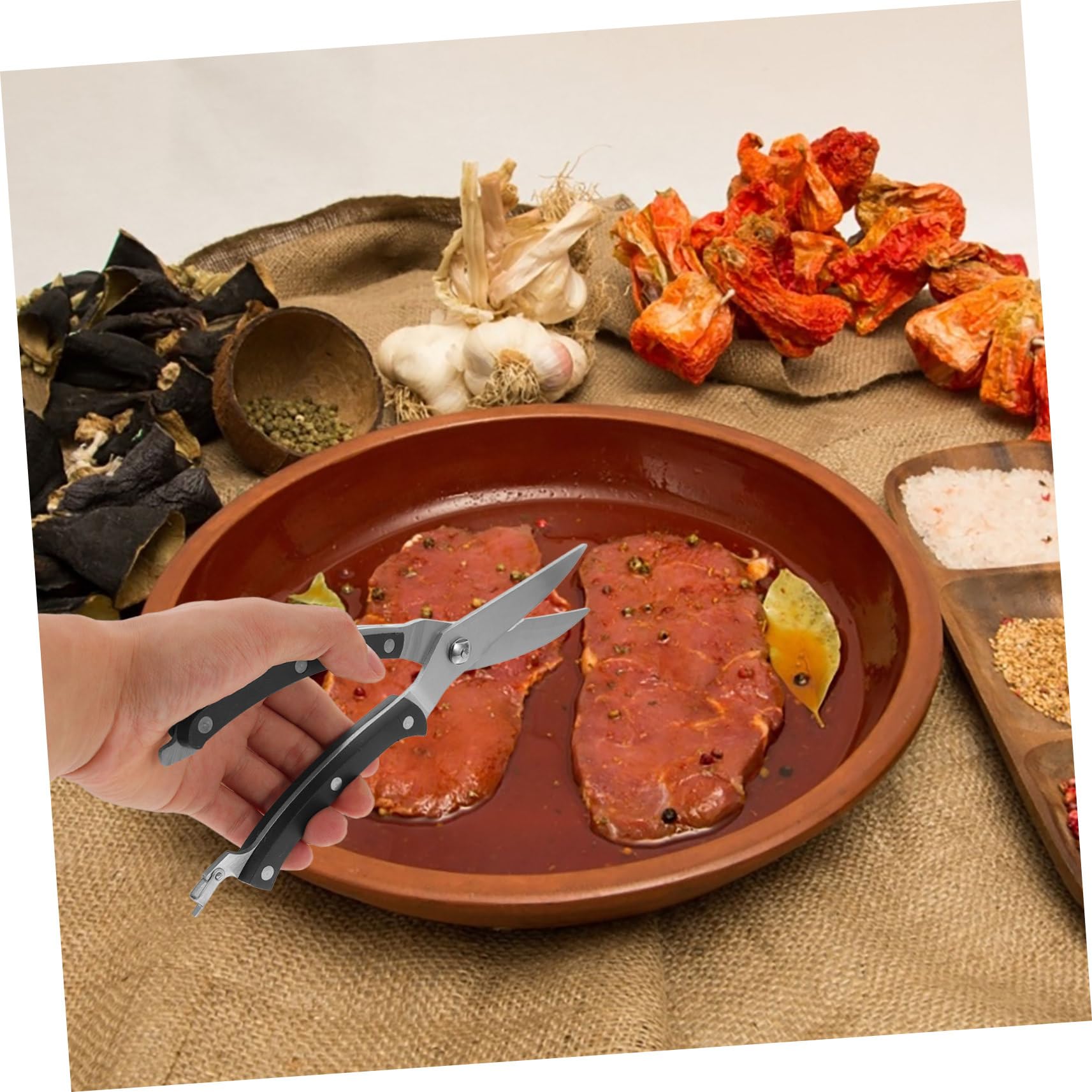 COLLBATH Stainless Steel Kitchen Food Shear Multifunctional Chicken Bone Scissors with Ergonomic Skid Handles for Effortless Cutting of Meat and Bones for Home and Restaurant Use