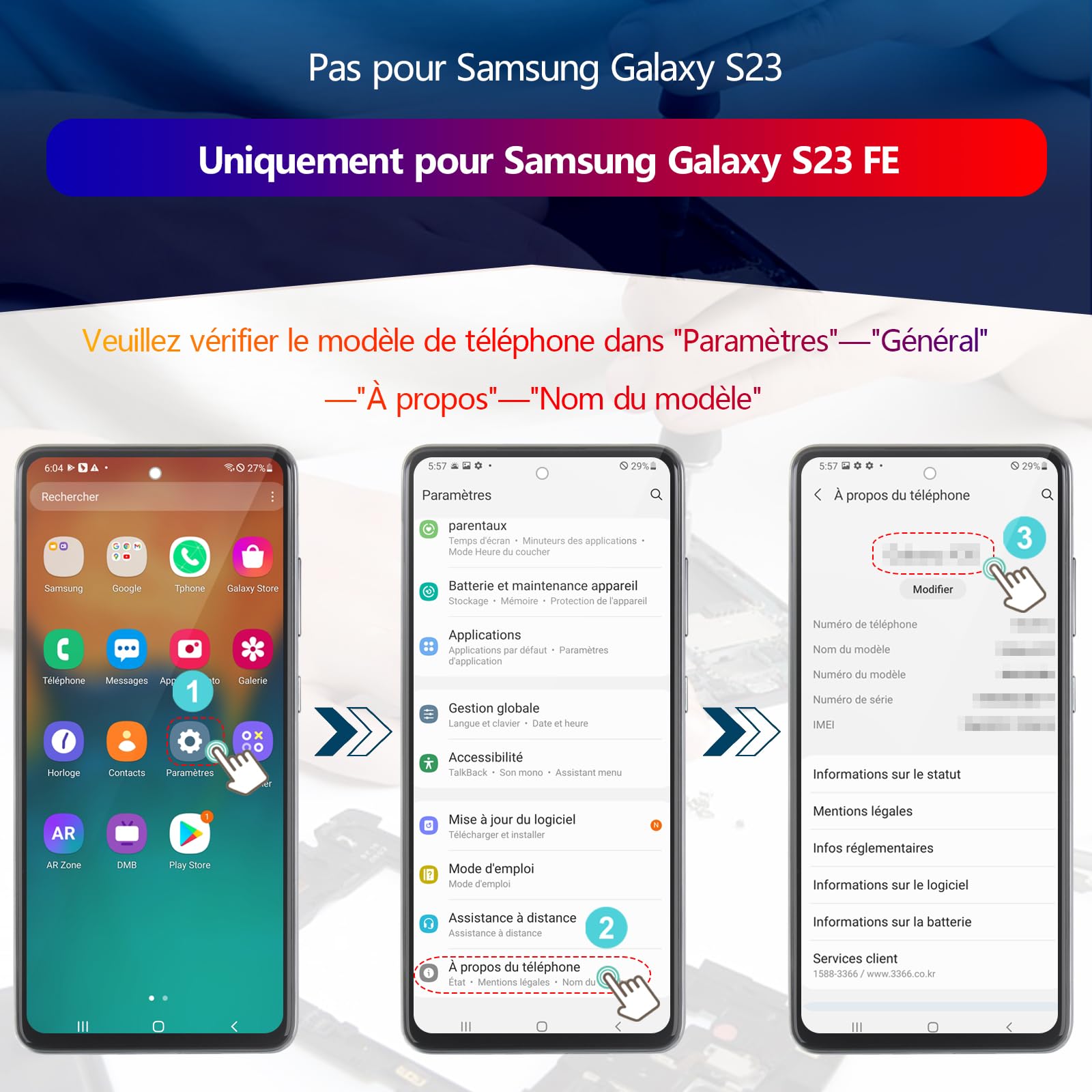 RongZy Écran LCD pour Samsung Galaxy S23 FE incell Écran Remplacement pour Samsung S23 FE S711U/S711B/S711W/S7110 Écran LCD Numériseur Tactile Panneau Assemblé Réparation avec Outils(Noir avec Cadre