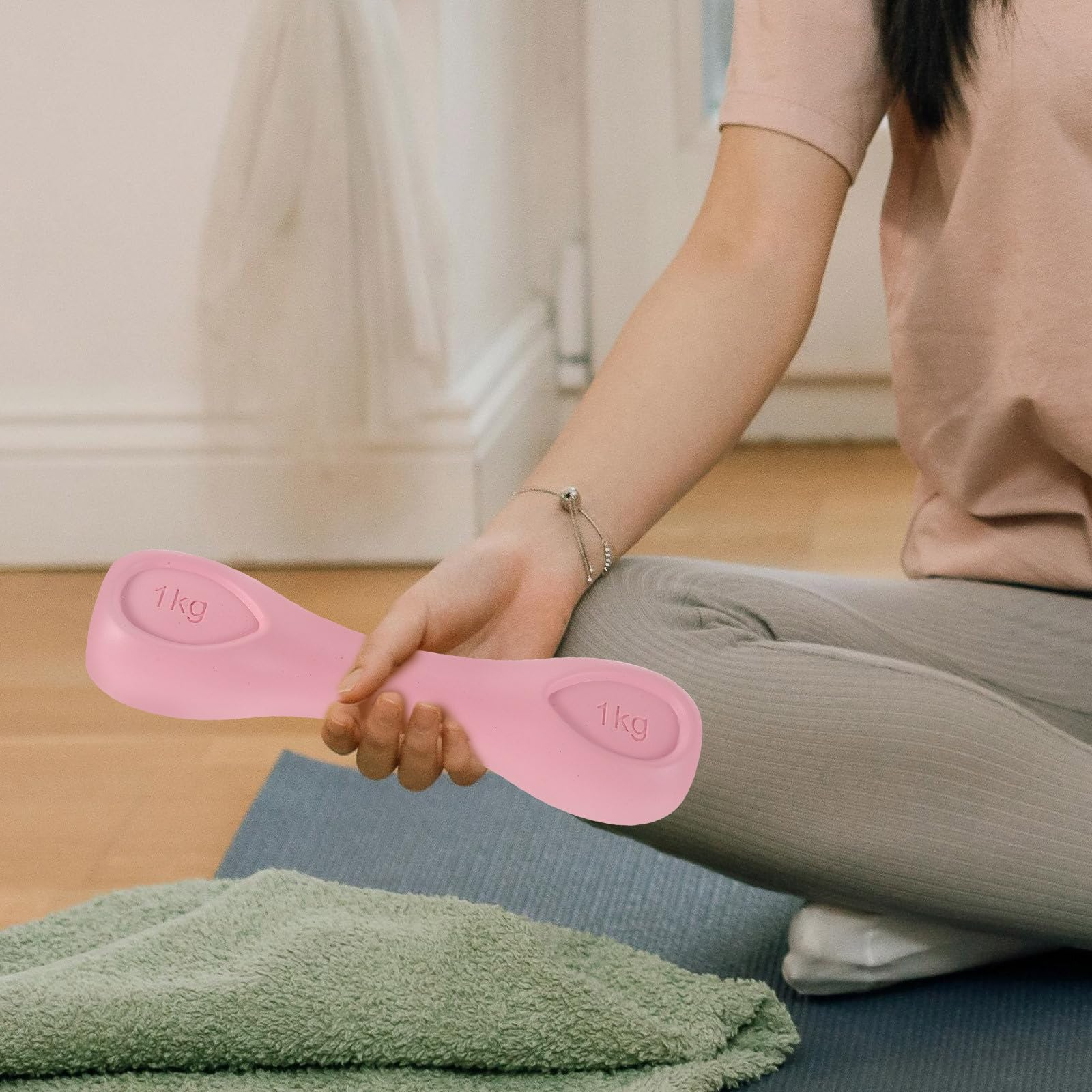 2 Piezas Mancuernas de Hierro Fundido Rosa para Mujer | Diseño Ligero, Agarre Cómodo Antideslizante, para Fuerza y Tonificación Muscular, Uso Doméstico